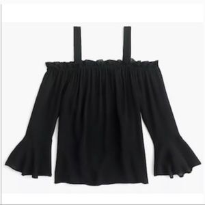 J. CREW Black Silk Off-Shoulder Blouse, Sz 6